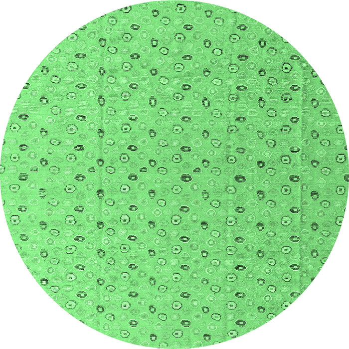 Round Machine Washable Abstract Emerald Green Modern Area Rugs, wshabs4814emgrn