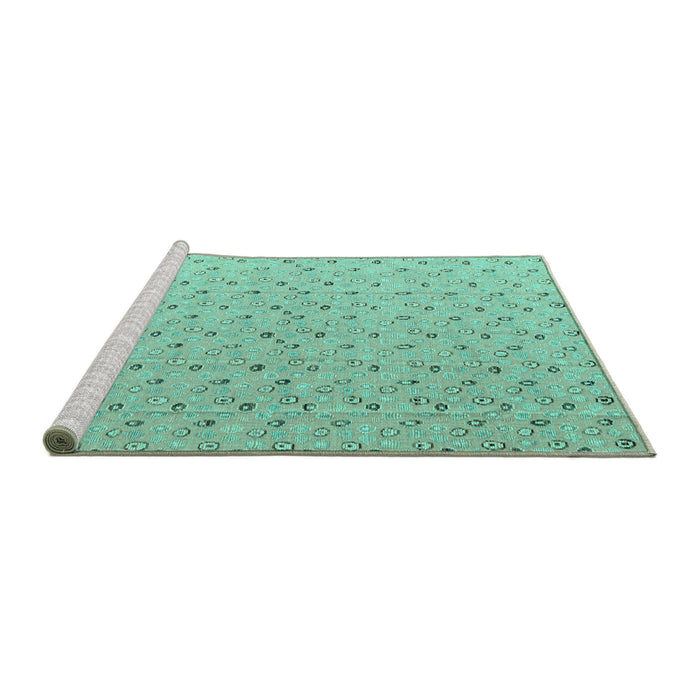 Sideview of Machine Washable Abstract Turquoise Modern Area Rugs, wshabs4814turq