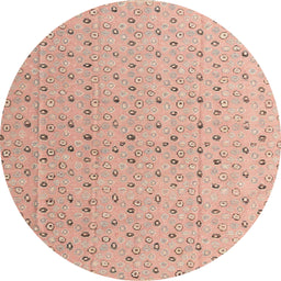 Round Machine Washable Abstract Pastel Orange Rug, wshabs4814