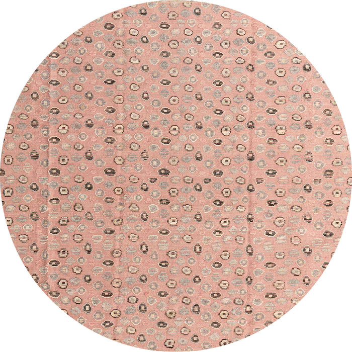 Round Machine Washable Abstract Pastel Orange Rug, wshabs4814