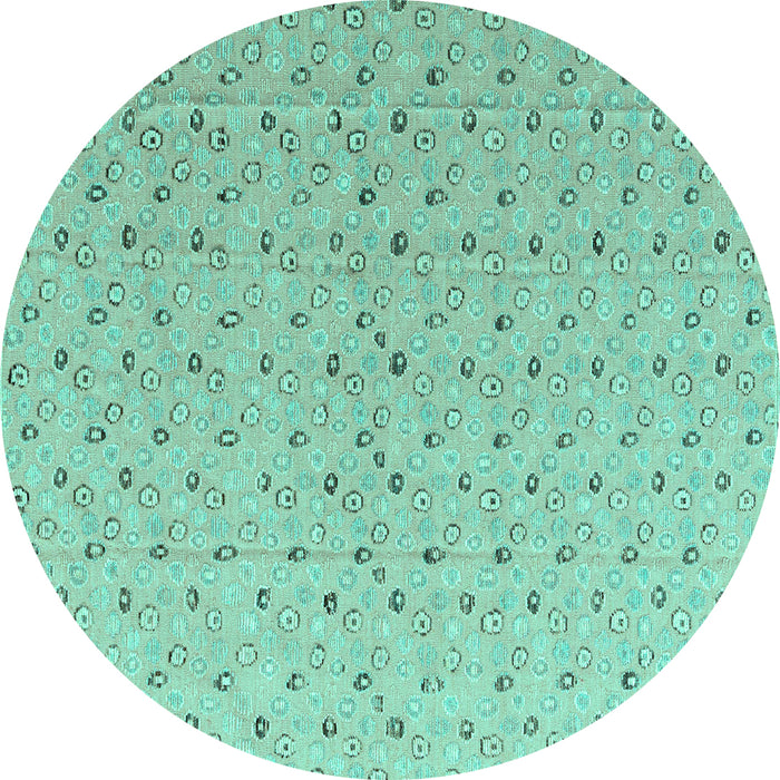 Round Machine Washable Abstract Turquoise Modern Area Rugs, wshabs4814turq