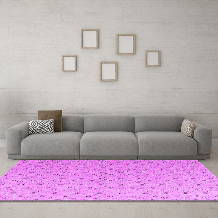 Machine Washable Abstract Purple Modern Area Rugs in a Living Room, wshabs4814pur