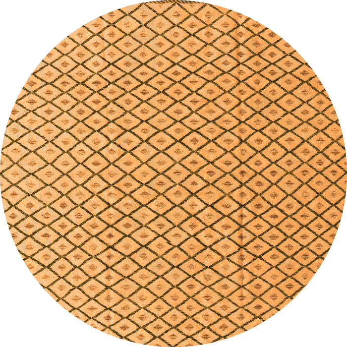 Round Machine Washable Solid Orange Modern Area Rugs, wshabs4815org