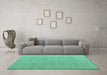 Machine Washable Solid Turquoise Modern Area Rugs in a Living Room,, wshabs4815turq