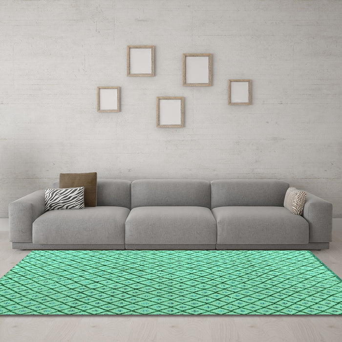 Machine Washable Solid Turquoise Modern Area Rugs in a Living Room,, wshabs4815turq