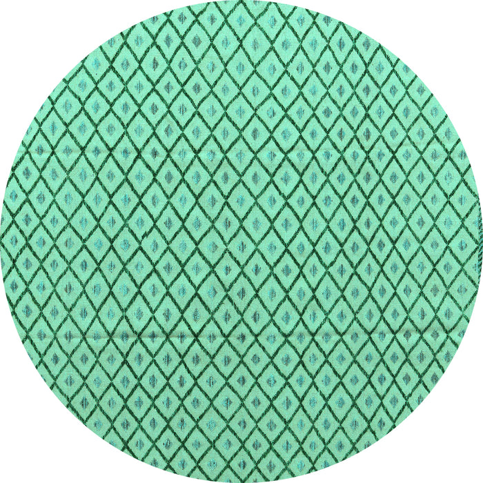 Round Machine Washable Solid Turquoise Modern Area Rugs, wshabs4815turq