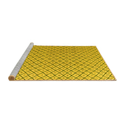 Sideview of Machine Washable Solid Yellow Modern Rug, wshabs4815yw