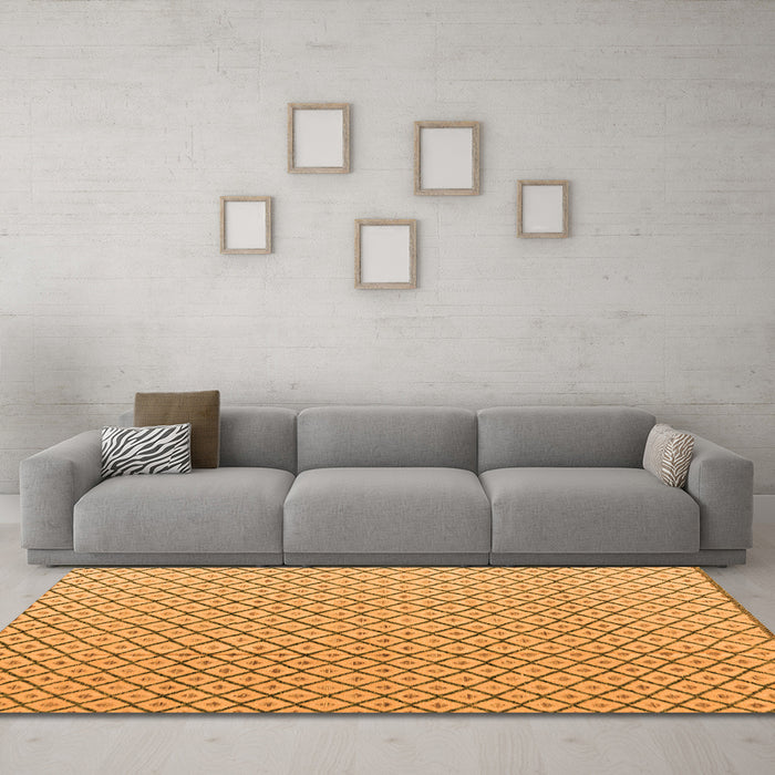 Machine Washable Solid Orange Modern Area Rugs in a Living Room, wshabs4815org