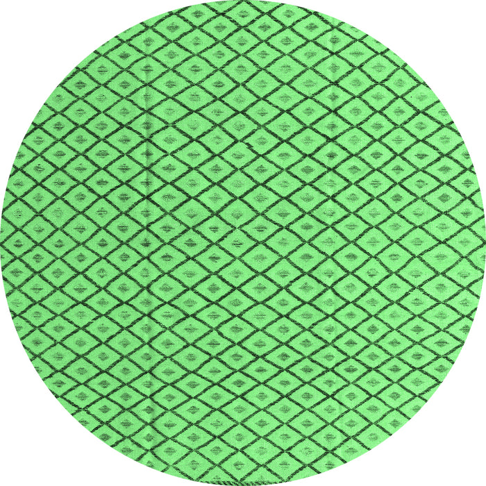 Round Machine Washable Solid Emerald Green Modern Area Rugs, wshabs4815emgrn