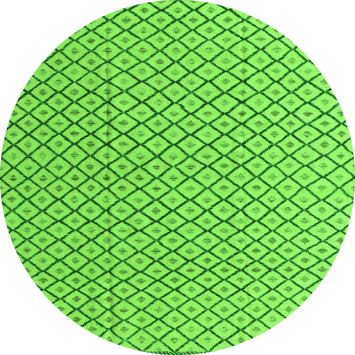 Round Machine Washable Solid Green Modern Area Rugs, wshabs4815grn