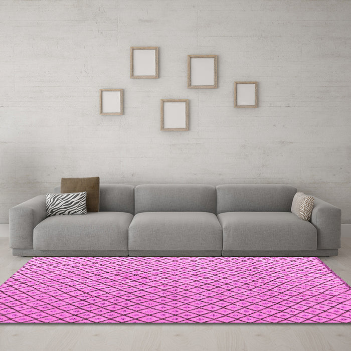 Machine Washable Solid Pink Modern Rug in a Living Room, wshabs4815pnk
