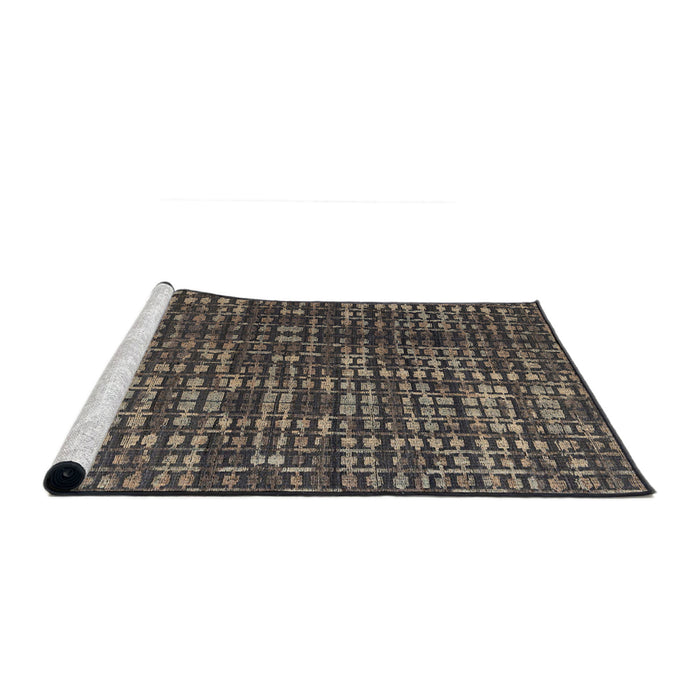 Sideview of Machine Washable Abstract Khaki Green Rug, wshabs4816