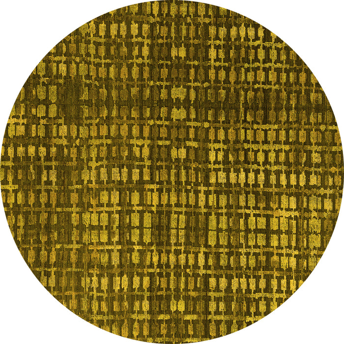 Round Machine Washable Abstract Yellow Modern Rug, wshabs4816yw