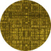 Round Machine Washable Abstract Yellow Modern Rug, wshabs4816yw