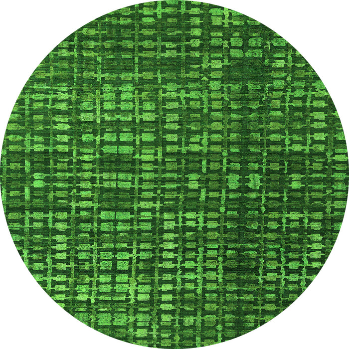 Round Machine Washable Abstract Green Modern Area Rugs, wshabs4816grn
