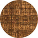 Round Machine Washable Abstract Orange Modern Area Rugs, wshabs4816org