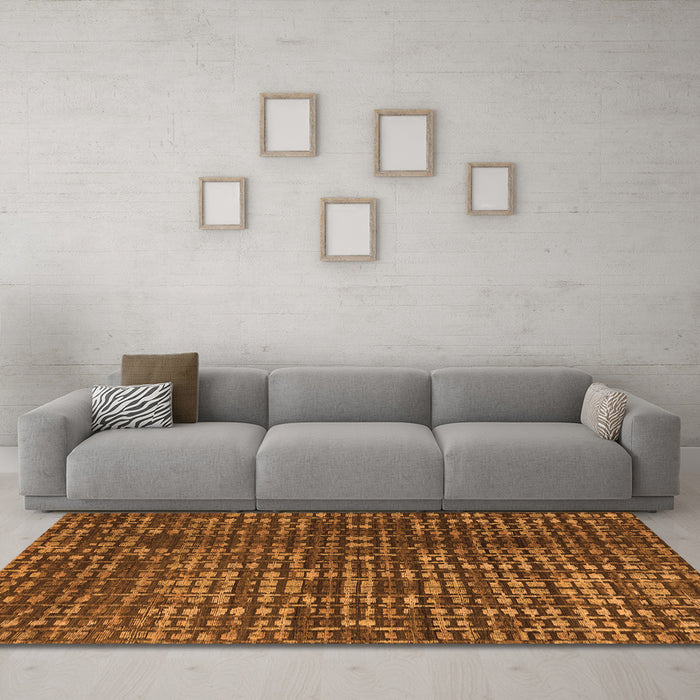 Machine Washable Abstract Orange Modern Area Rugs in a Living Room, wshabs4816org