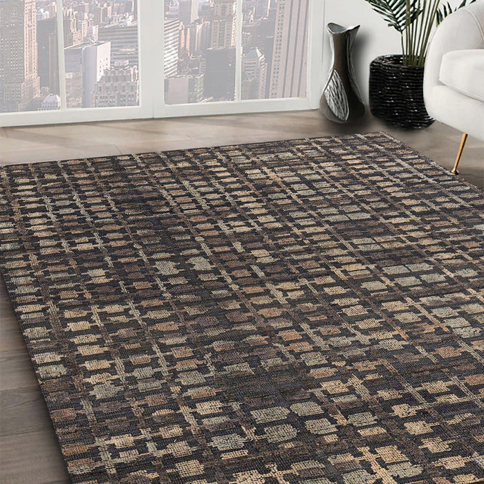 Abstract Khaki Green Modern Rug in Family Room, abs4816