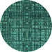 Round Abstract Turquoise Modern Rug, abs4816turq