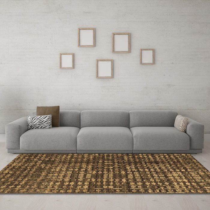Machine Washable Abstract Brown Modern Rug in a Living Room,, wshabs4816brn