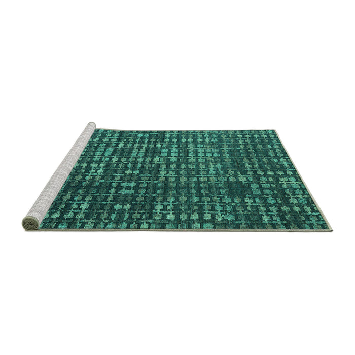 Sideview of Machine Washable Abstract Turquoise Modern Area Rugs, wshabs4816turq