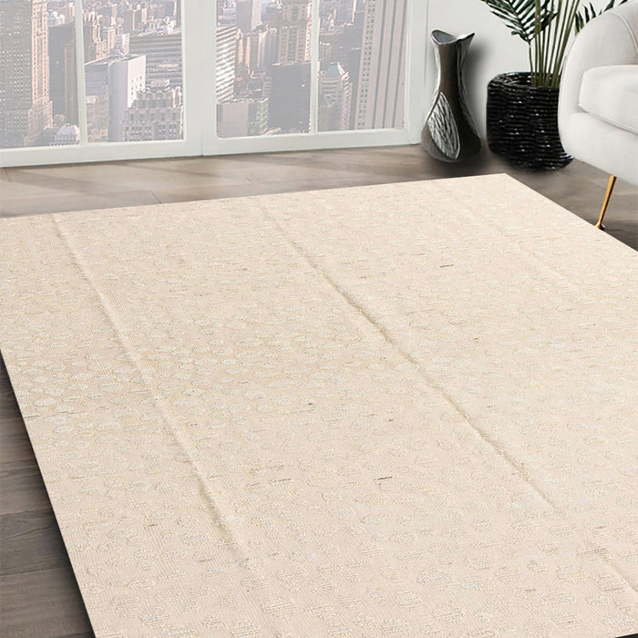Machine Washable Abstract Moccasin Beige Rug in a Family Room, wshabs4817