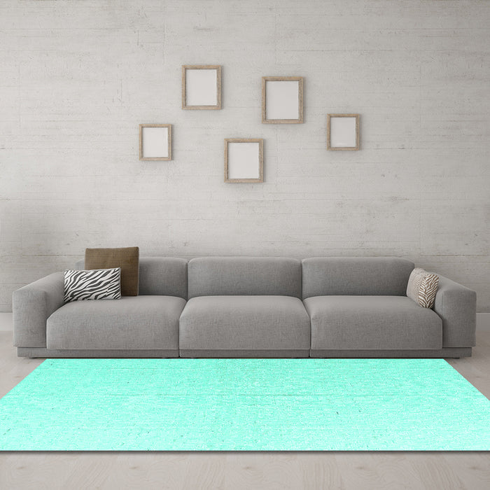 Machine Washable Solid Turquoise Modern Area Rugs in a Living Room,, wshabs4817turq