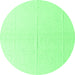 Round Machine Washable Solid Emerald Green Modern Area Rugs, wshabs4817emgrn