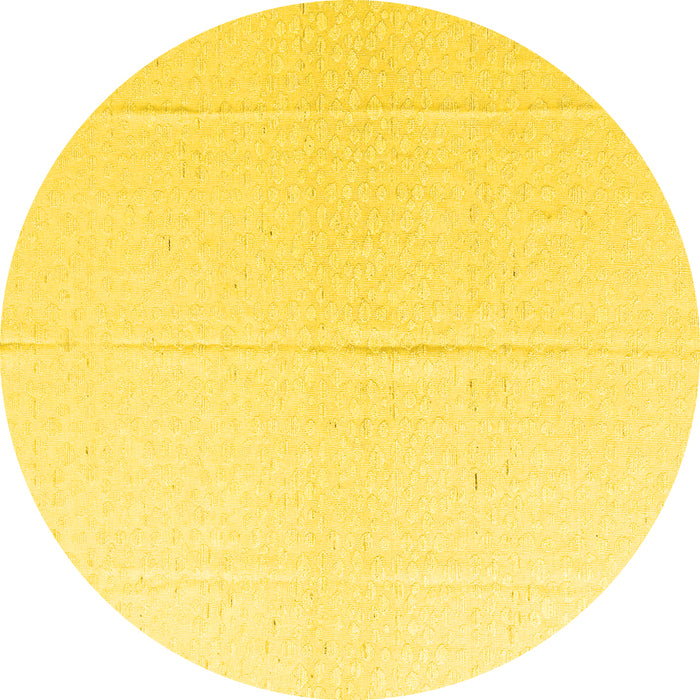 Round Machine Washable Solid Yellow Modern Rug, wshabs4817yw