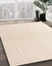 Abstract Beige Solid Rug in Family Room, abs4817