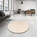 Round Abstract Beige Solid Rug in a Office, abs4817