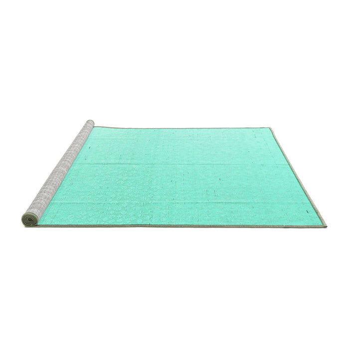 Sideview of Machine Washable Solid Turquoise Modern Area Rugs, wshabs4817turq