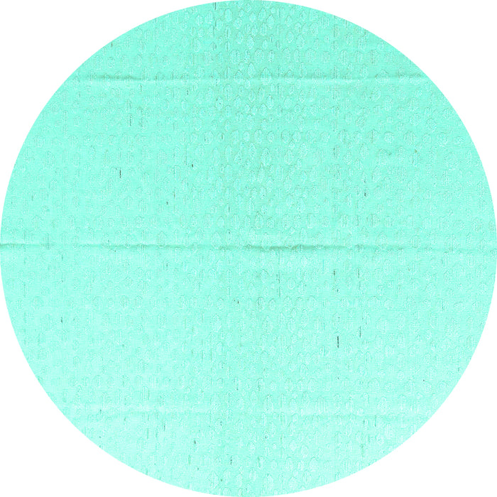 Round Machine Washable Solid Turquoise Modern Area Rugs, wshabs4817turq