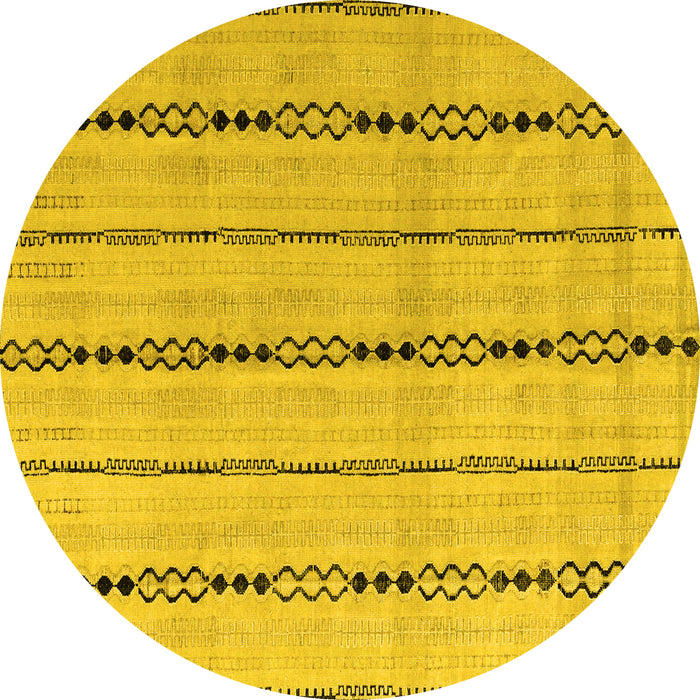 Round Machine Washable Abstract Yellow Modern Rug, wshabs4818yw