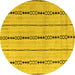 Round Machine Washable Abstract Yellow Modern Rug, wshabs4818yw