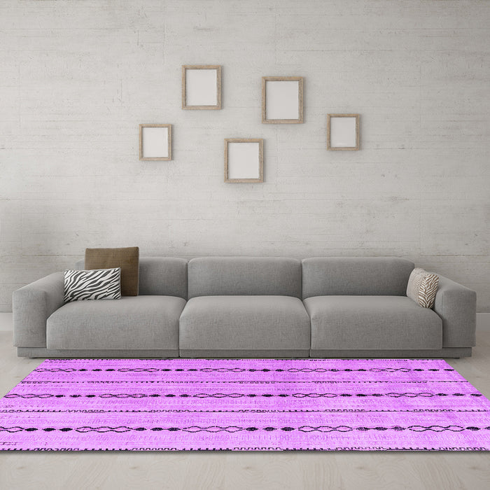 Machine Washable Abstract Purple Modern Area Rugs in a Living Room, wshabs4818pur