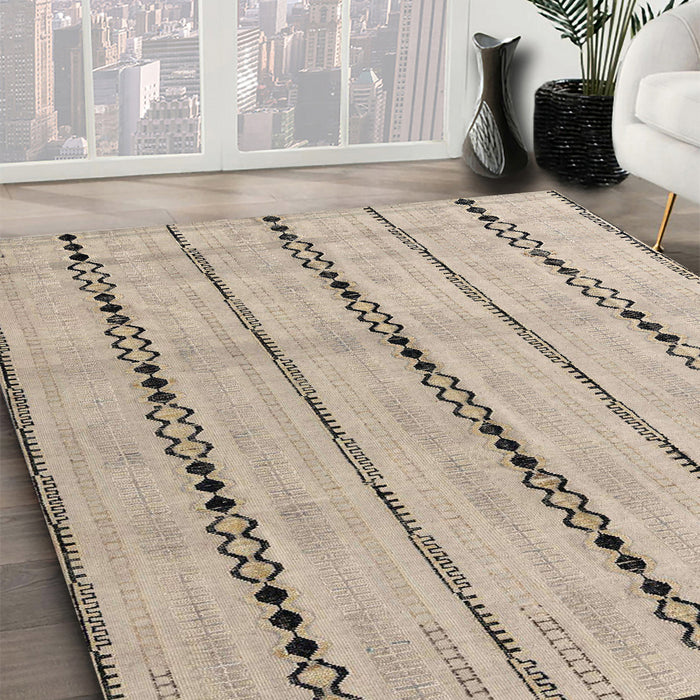 Abstract Brown Modern Rug in Family Room, abs4818