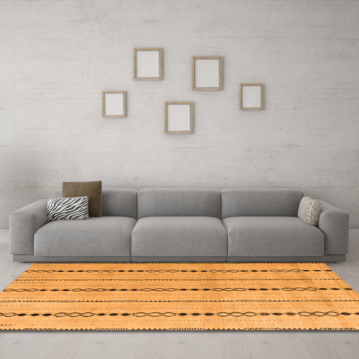 Machine Washable Abstract Orange Modern Area Rugs in a Living Room, wshabs4818org