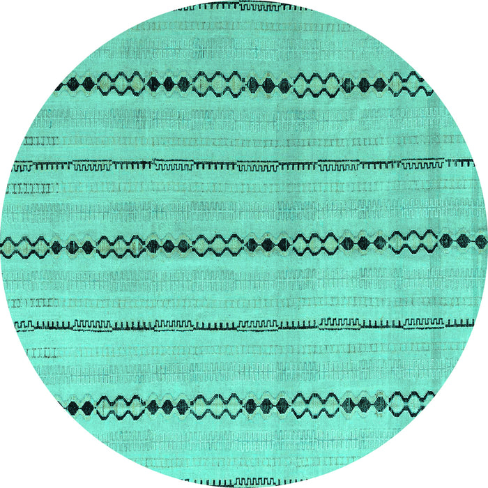 Round Machine Washable Abstract Turquoise Modern Area Rugs, wshabs4818turq