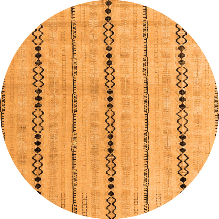 Round Machine Washable Abstract Orange Modern Area Rugs, wshabs4818org