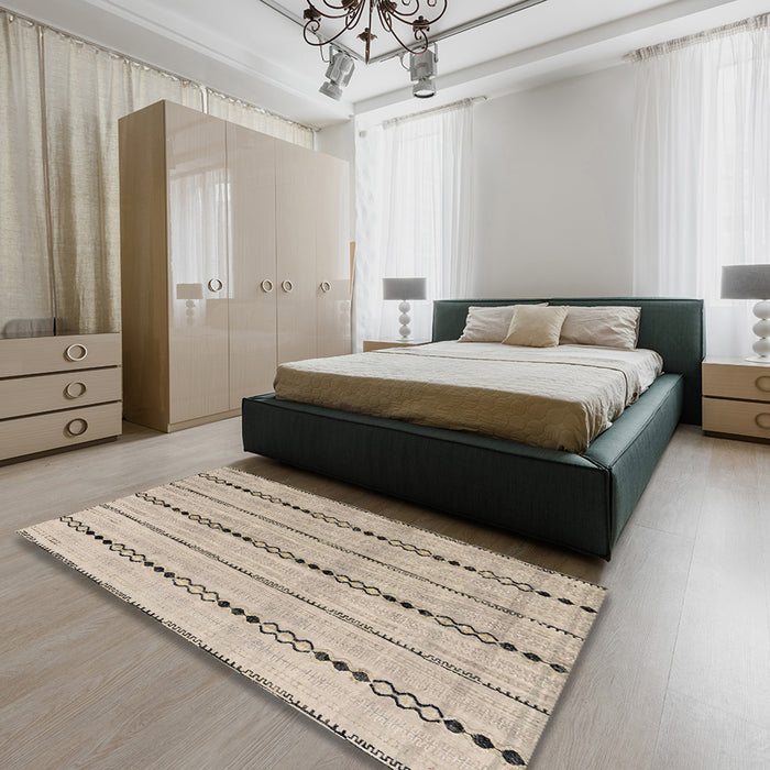 Abstract Brown Modern Rug in a Bedroom, abs4818