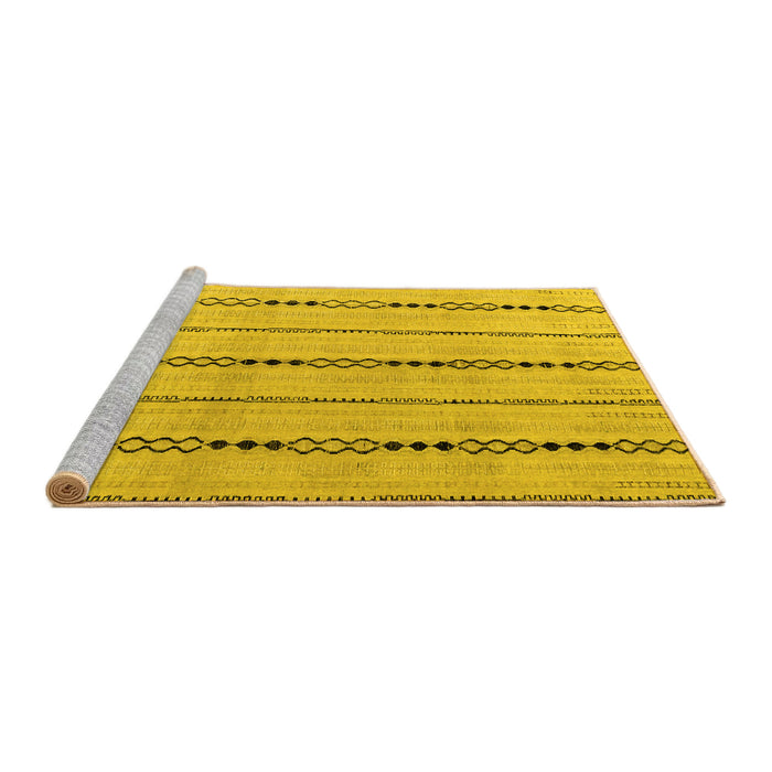 Sideview of Machine Washable Abstract Yellow Modern Rug, wshabs4818yw