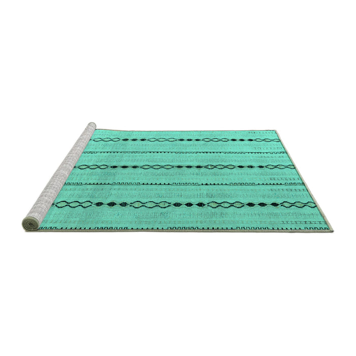 Sideview of Machine Washable Abstract Turquoise Modern Area Rugs, wshabs4818turq