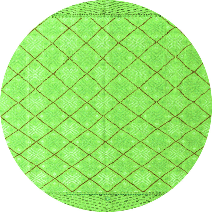 Round Machine Washable Abstract Green Modern Area Rugs, wshabs4819grn