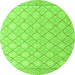 Round Machine Washable Abstract Green Modern Area Rugs, wshabs4819grn