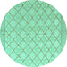 Round Abstract Turquoise Modern Rug, abs4819turq