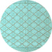 Round Abstract Light Blue Modern Rug, abs4819lblu