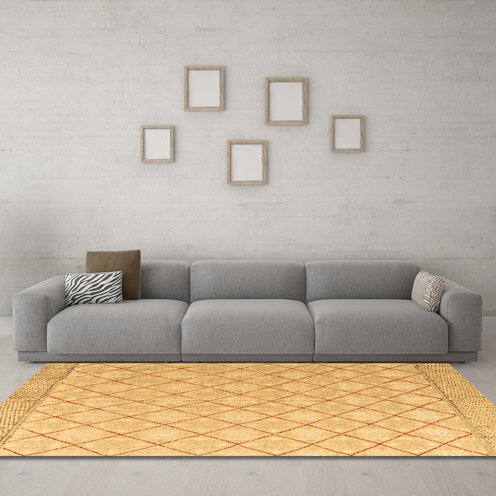 Machine Washable Abstract Brown Modern Rug in a Living Room,, wshabs4819brn
