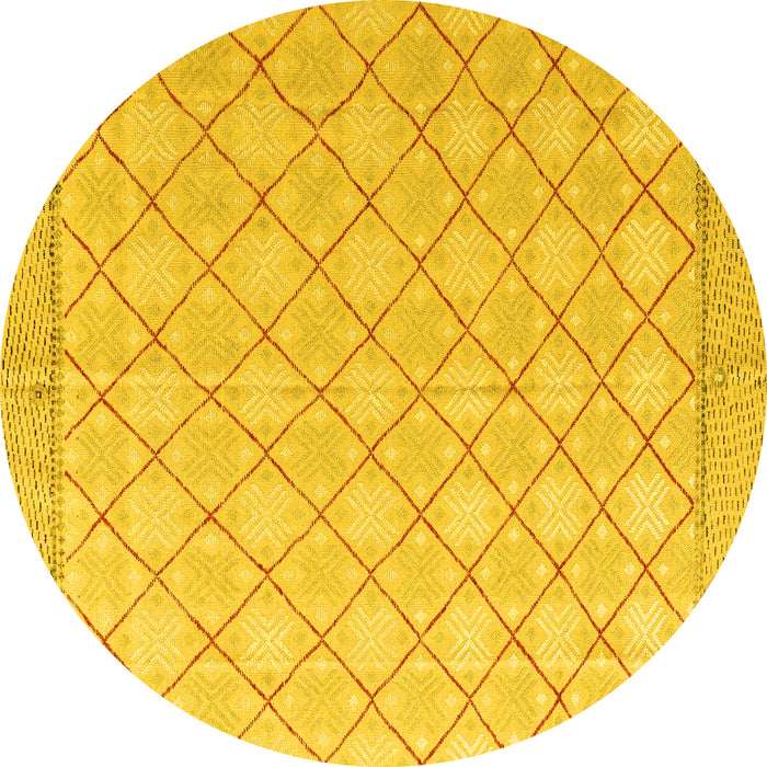 Round Abstract Yellow Modern Rug, abs4819yw