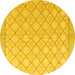 Round Abstract Yellow Modern Rug, abs4819yw